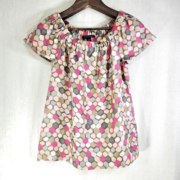 Banana Republic Tops - Banana Republic 100% Silk Colorful Blouse W/ Modern Geometric Pattern Women's Sm